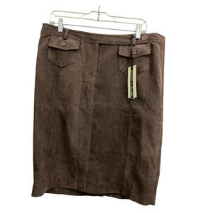 NWT Della Spiga, Italy, Brown Corduroy Pencil Skirt - Size 14 - Quiet Luxury